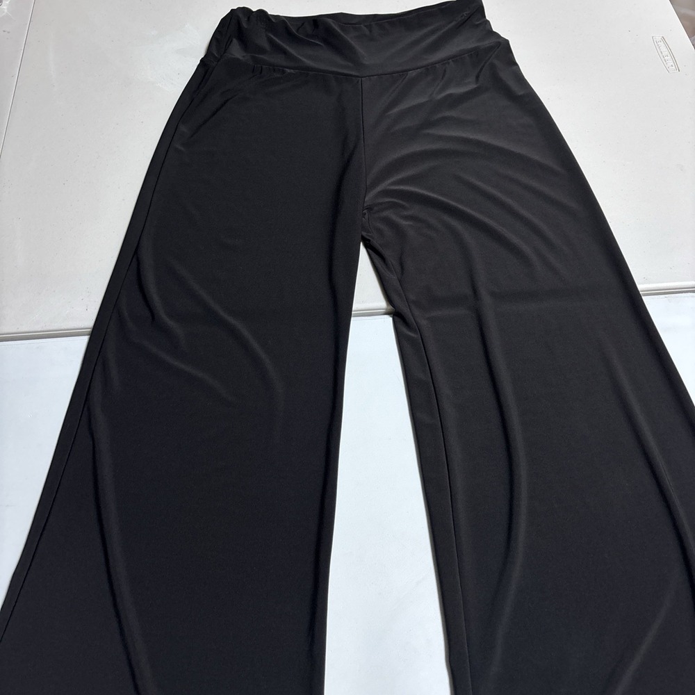 WinWin Palazzo Pants Womens Size L BlackSolid Wide Leg High Waist Boho